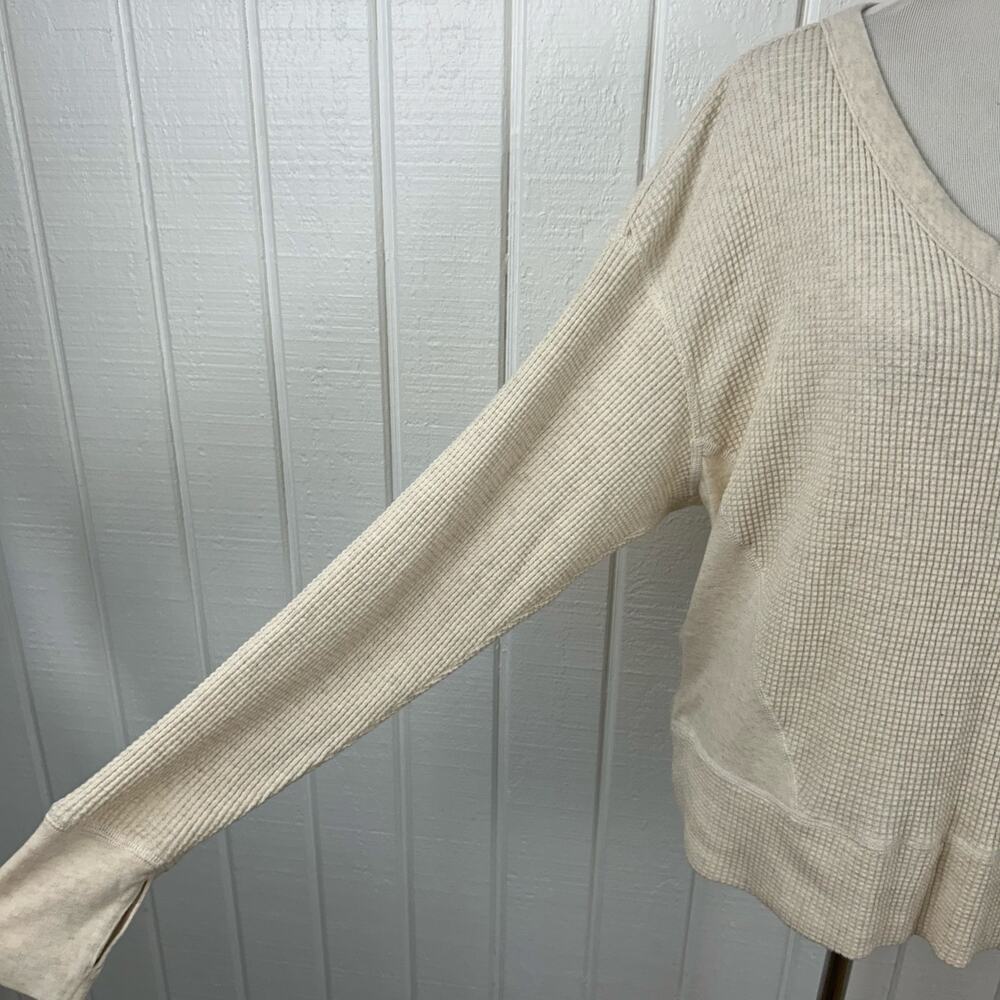 Aerie Oversized Cream Thermal Top Cozy Lounge Boho Minimalist XS - Picture 3 of 7